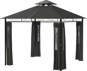 Outsunny Pavilion cort petrecere pavilion de grădină, 3 x 3 x 2, 88 m, Gri închis | Aosom Romania