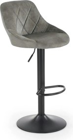 Scaun de bar rotativ H101, stofa catifelata gri - Bluvel 14, 47x45x106