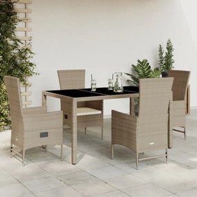 3277573 vidaXL Set mobilier de grădină cu perne, 5 piese, bej, poliratan