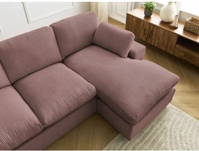 Colțar roz cu tapițerie din catifea reiată Belair – Bobochic Paris