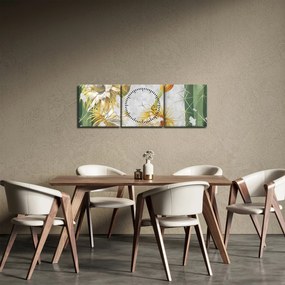 Tablou - Cactuși înfloriți, vintage (cu ceas) (90x30 cm)