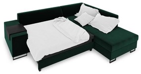 Colțar extensibil din catifea cu extensie pe partea dreaptă Cosmopolitan Design York, verde