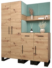 Set mobilier pentru hol Amanda 7 (Stejar artisan + verde). 1085913