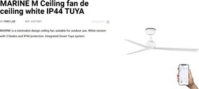 Ventilator tavan de exterior smart sistem TUYA si telecomanda IP44 MARINE M alb