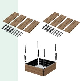 Strat înălțat BASE PLANT, 61x61x46cm, maro natural Prosperplast