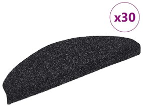 vidaXL Covorașe autoadezive pentru scări, 30 buc., 65x21x4 cm, negru, semirotunde, mari