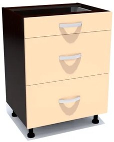 Corp inferior 60 cu 3 sertare metalice pentru greutate Zebra cappuccino