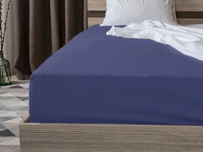 Cearsaf jersey albastru marin 90 x 200 cm