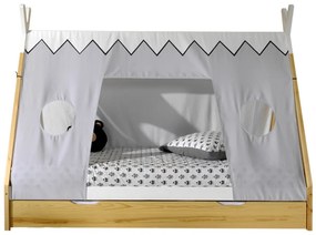 Set TIPI este format din Pat copii înalt fără gard (90 x 200 cm), un sertar în culoare culoare lemn natural și un set de textile asortate.