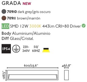 Aplica LED de exterior ambientala IP54 GRADA-3 / 12W gri