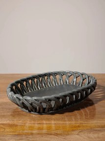 Cos oval gri din ceramica Josette