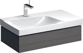 Dulap baza pentru lavoar cu blat suspendat sifon stanga Geberit Xeno2 gri 1 sertar 88 cm