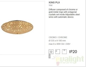 Plafonier cristal Venezian diam.53,5cm KING PL9 ORO 073262