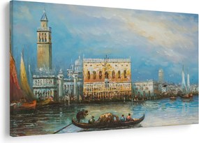 Tablou - Gondola care trece prin Veneția, pictură în ulei (90x60 cm)