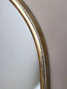 Oglindă cu raft și ornament decorativ, finisaj alamă antichizată, H56 x L85 x A16 cm