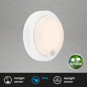 Brilo - Aplica LED de perete reîncărcabilă pentru exterior, cu senzor, 4 W/5 V, 4400 mAh, IP44, alb