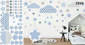 Autocolant decorativ de perete pentru bebeluși, cu nori albaștri 80 x 160 cm