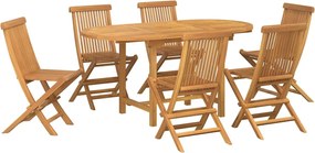 vidaXL Set de masă pentru grădină 7 pcs Maro Lemn solid de tec
