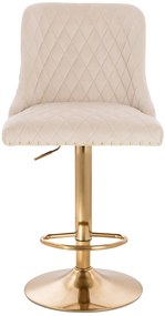 HR940W Scaun Crem din Catifea cu Bază Aurie
