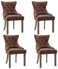 3058301 vidaXL Scaune de bucătărie, 4 buc., maro, material textil
