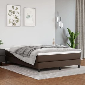 3120703 vidaXL Cadru de pat box spring, maro, 140x200 cm, piele ecologică