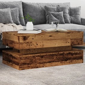 vidaXL Măsuță de cafea cu lumini LED, lemn vechi, 90x50x40 cm