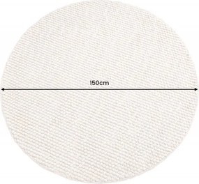 Covor rotund realizat manual Wool 150cm, bej