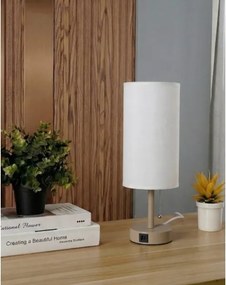 Brilagi - Lampă de masă TABLON cu port USB, 1xE27/25W/230V, bej/alb