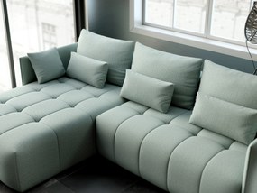 Colțar extensibil dumonde cu ladă de depozitare si sezut confortabil din spuma high-density, Malta Enjoy Mint 235x185 cm