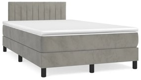 3141413 vidaXL Pat box spring cu saltea, gri deschis, 120x200 cm, catifea