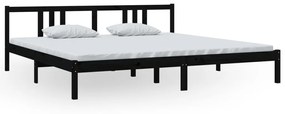 814908 vidaXL Cadru de pat, negru, 200x200 cm, lemn masiv de pin
