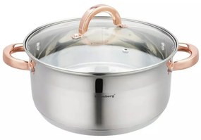 Oala pentru gatit la aburi Klausberg KB 7736, 24 cm, 5 L, 5 piese, Inductie, Inox/Aur roz