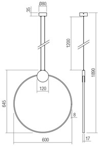 Lustră LED pe cablu ATOM LED/20W/230V d. 60 cm Redo 01-3107