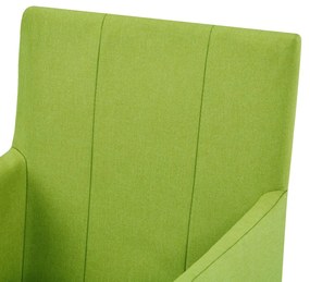 Scaune de bucatarie cu brate, 2 buc., verde, material textil 2, Verde