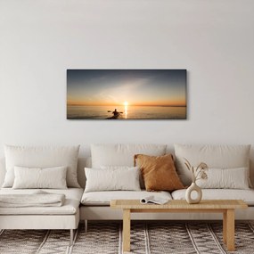 Tablou cu canoiști în apus de soare (120x50 cm)