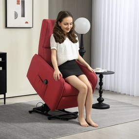 HOMCOM Fotoliu cu Ridicare Electrică, Fotoliu cu Telecomandă și Suport pentru Picioare, 62x86,5x98 cm, Roșu | Aosom Romania