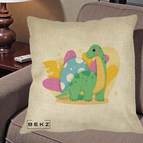 Perna Personalizata Dinozaur cu Ou Pastelat, 40x40 cm, Crem, Husa Detasabila, Perna Inclusa, BEKZ®