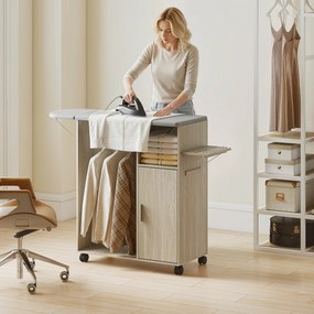 HOMCOM Dulap Masa Calcat – 3 Rafturi, Blat Burete &amp; Ghidaj Rufe | Aosom Romania