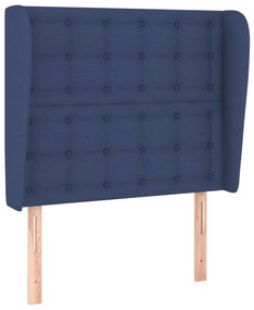3118386 vidaXL Tăblie de pat cu aripioare, albastru, 103x23x118/128 cm, textil