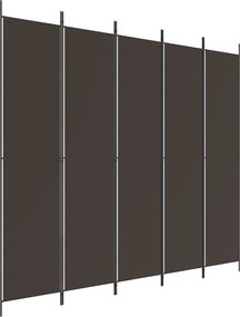 vidaXL Paravan de cameră cu 5 panouri maro 250x220 cm material textil