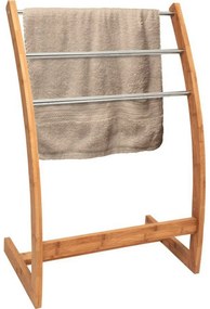 MSV Suport pentru prosoape din bambus cu 3 bare 57x 35 x 85 cm