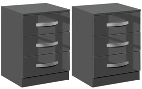 HOMCOM Noptiere, 2 Piese cu 3 Sertare, pentru dormitor si sufragerie Elegant si Modern, 40x36x56cm, Gri | Aosom Romania