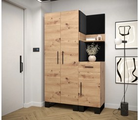Set mobilier pentru hol Amanda 6 (Stejar artisan + Negru). 1085906