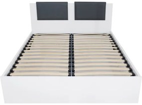 Pat Laguna 1600x2000 cu somiera rabatabila alb cu gri