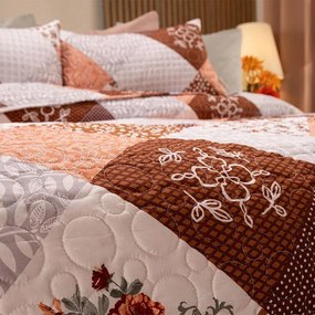 decoDoma Cuvertură de pat VINTAGE ROSE maro pat simplu