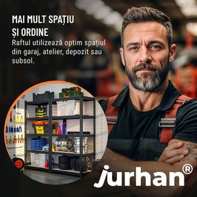 Raft cu capacitate mare HEAVY, max. 875kg, 90x40x180cm, negru Jurhan