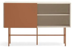 Comodă joasă cu ușă glisantă roșu cărămiziu-bej 140x91 cm Nube – Teulat