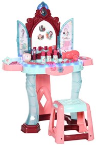 Set de oglinda si masa cu design printesa magica, jucarie muzicala, set de frumusete accesorii, pentru 3-6 ani, albastru roz AIYAPLAY | Aosom RO