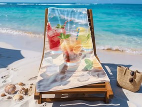 Prosop de plaja XL cu uscare rapida COLD DRINKS colorat 100 x 180 cm, 100% microfibra