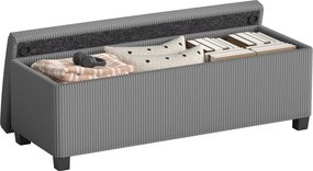 HOMCOM Bancă cu spațiu de depozitare, bancă tapițată pentru depozitare, pentru living, dormitor, hol, husă din catifea reiată, Gri | Aosom Romania